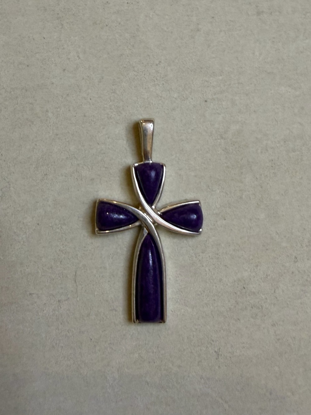 925 Sterling Silver Purple Cross Pendant – Beautiful Religious Jewelry